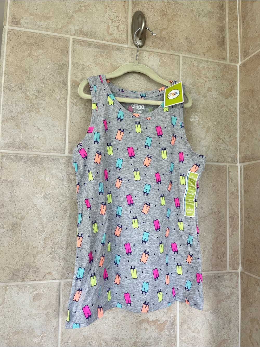 Circo Gray Girls' Tank Top with Neon Popsicle Pattern